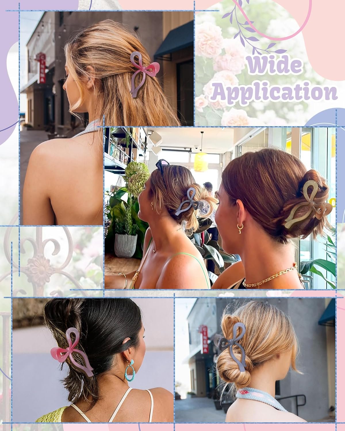 4 PCS Bow Hair Clips Bow Claw Clip for Women Nonslip Large Hair Claw Clips for Thin and Thick Hair Strong Hold Hair Bows (Light Brown+Light Pink+Khaki+Gray) - Image 6