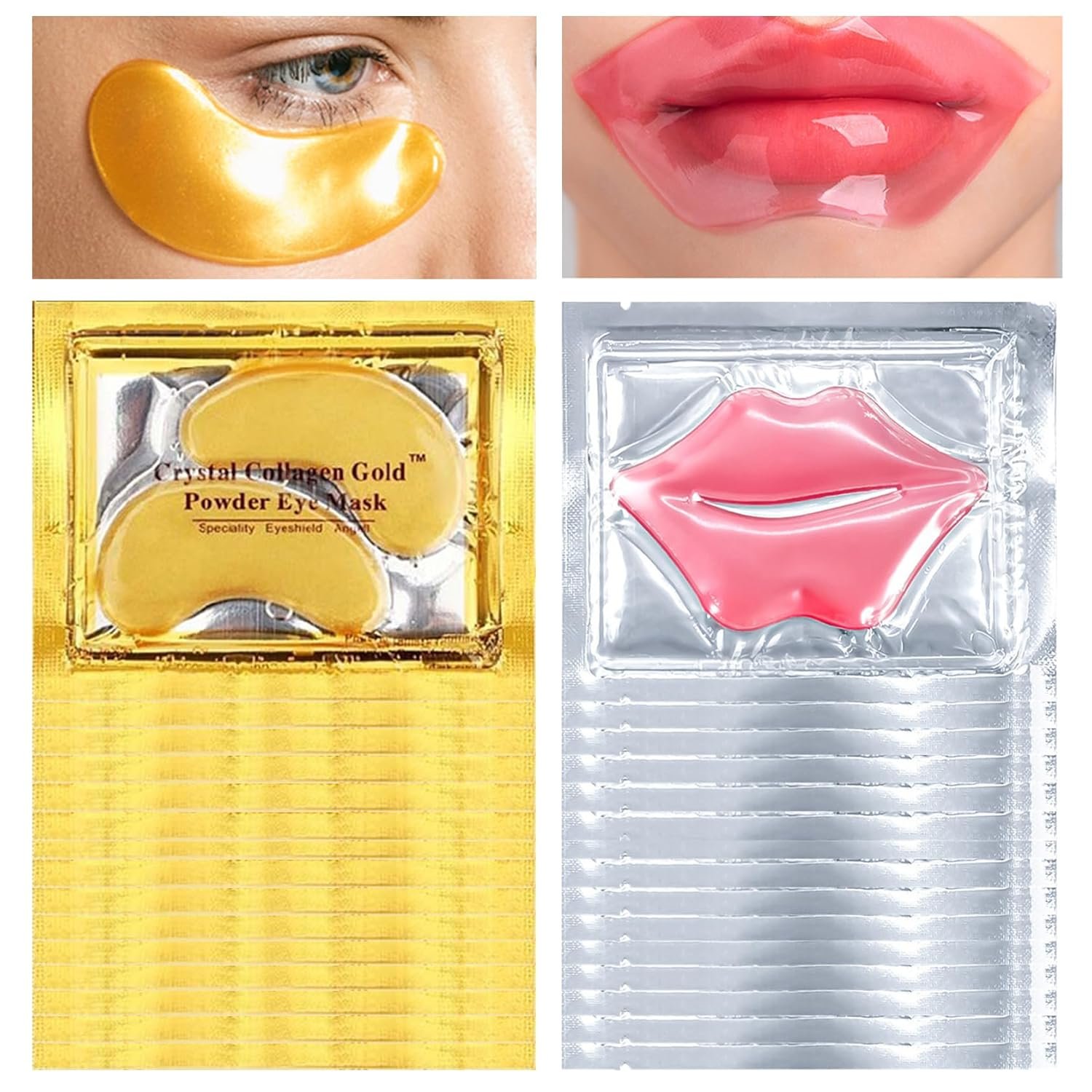 30PCS Lip Mask & Under Eye Mask, 24K Under Eye Patches for Puffy Eyes, Pink Lip Masks Skincare, Effectively Moisturizing the Lip & Eye Skin, Reducing Fine Lines & Dark Circle - Image 2