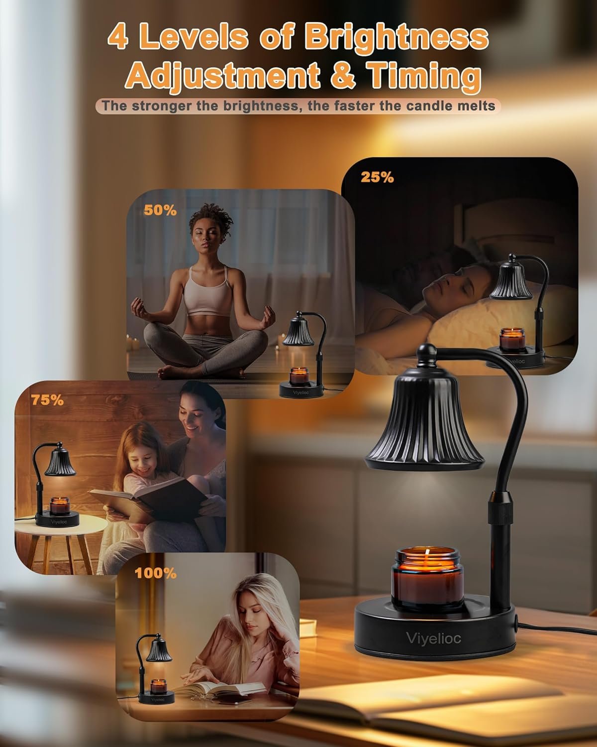 Candle Warmer Lamp, Candle Lamp Warmer with Timer and Dimmer, Adjustable Height, with 2 Bulbs, House Warming Gifts Home Bedroom Decor Birthday Gifts for Women - Image 6