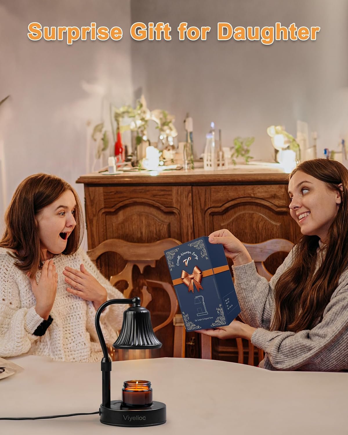 Candle Warmer Lamp, Candle Lamp Warmer with Timer and Dimmer, Adjustable Height, with 2 Bulbs, House Warming Gifts Home Bedroom Decor Birthday Gifts for Women - Image 7