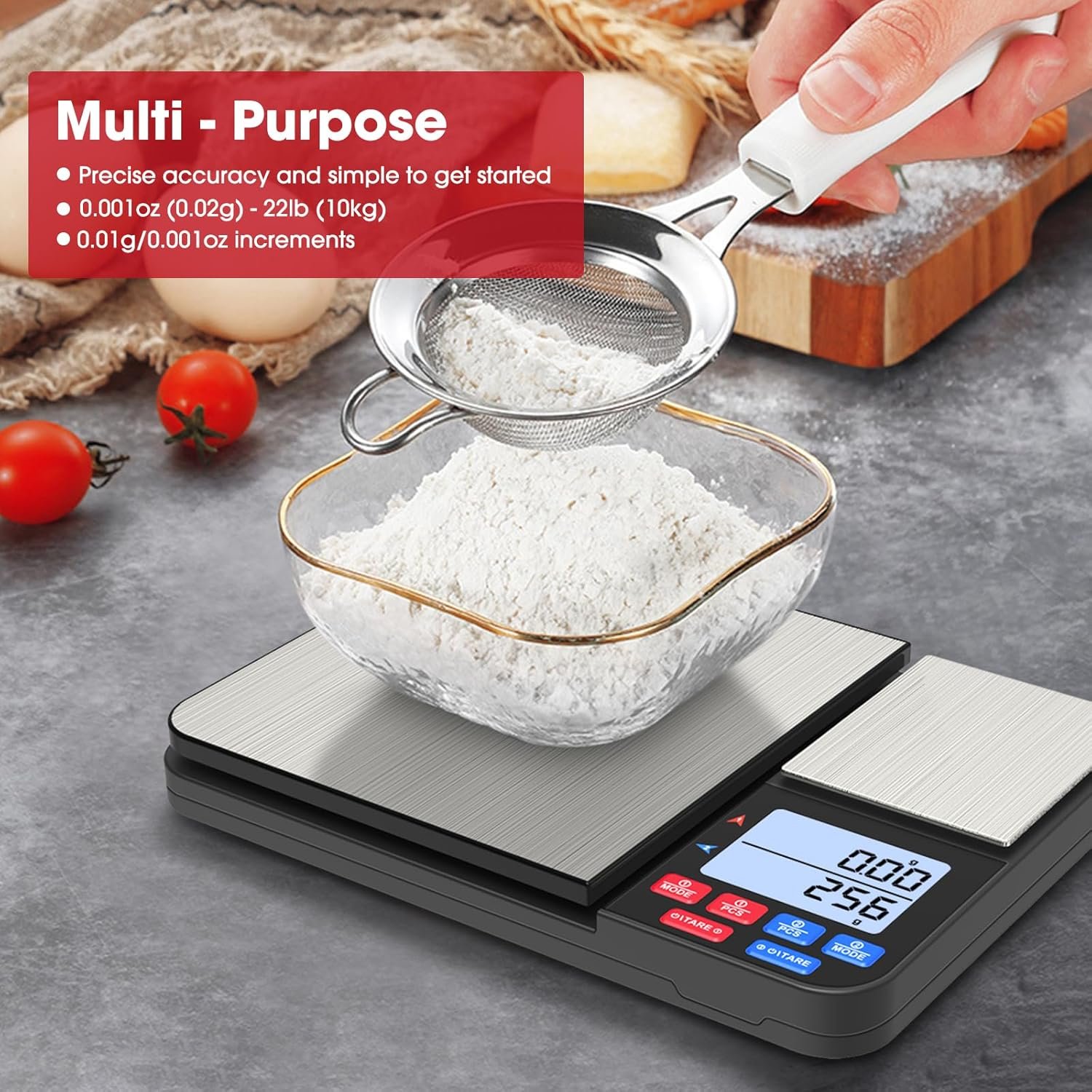 Mik-Nana Dual Platform Food Scale, Digital Kitchen Scale 22lb Capacity and Precision 17.6oz Capacity, Weight in Grams and oz for Baking Cooking Package Postage Coffee Jewelry, Stainless Steel - Image 5