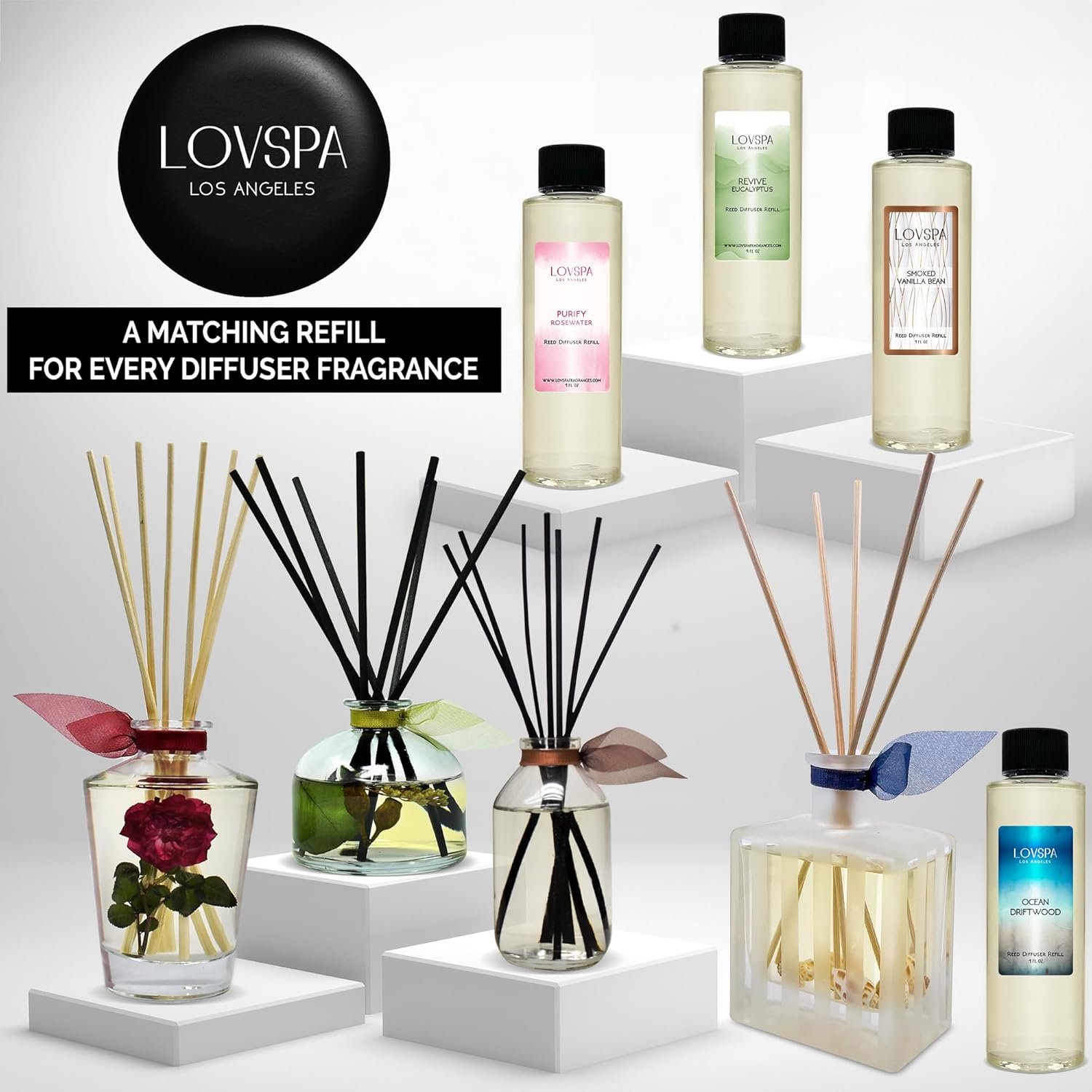LOVSPA Energy Lemon Blossom Scented Reed Diffuser Oil & Sticks Gift Set | Bright Zesty Lemon, Orange Flower, Grapefruit, Vanilla & Herbs | Made with Essential Oils & Decorated with Real Botanicals! - Image 6