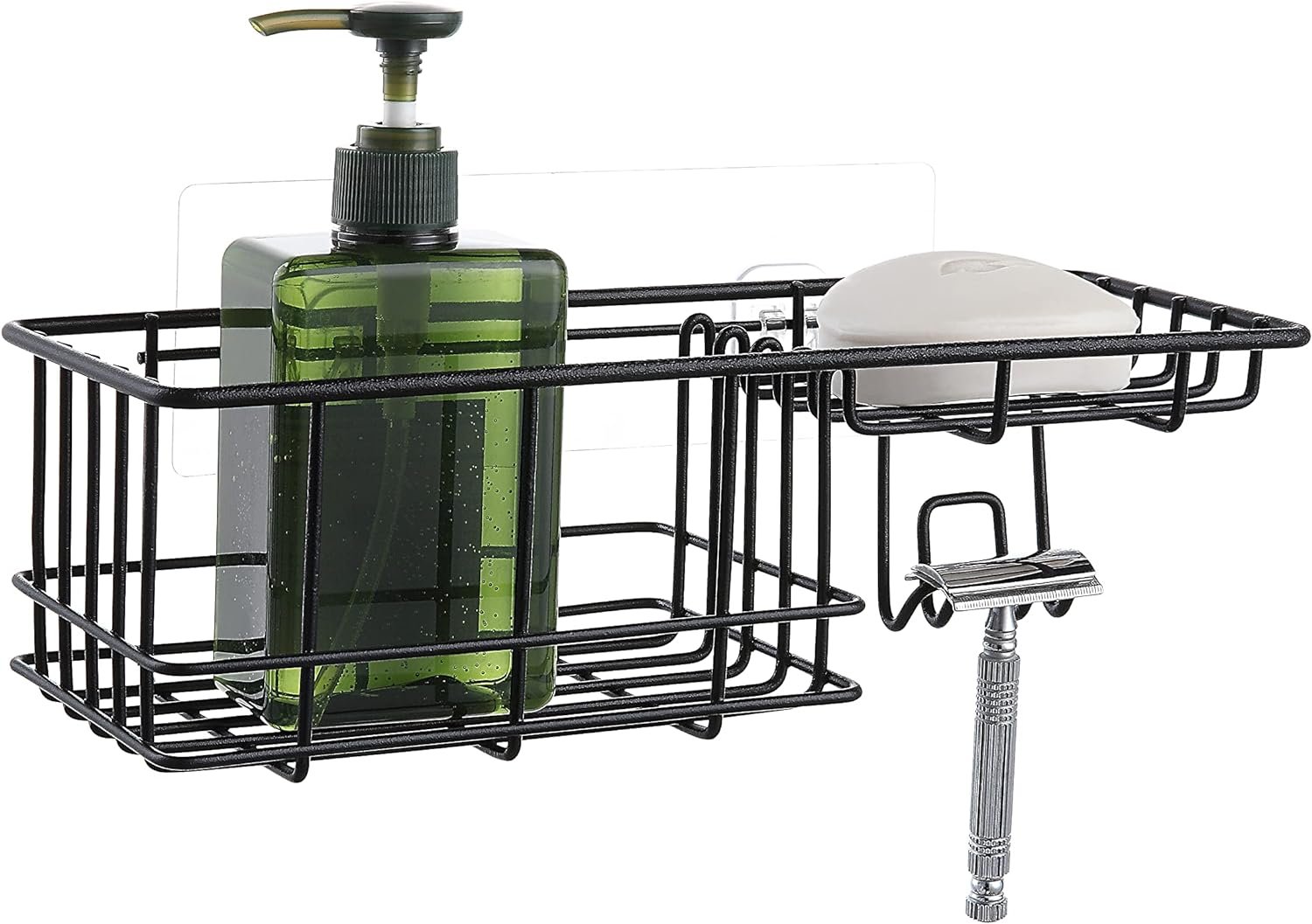 SunnyPoint Classic Wall Mounted Shower Caddy Organizer Basket Shelf With Removable Adhesive Hook. No Drilling Needed (Black, Standard) - Image 2