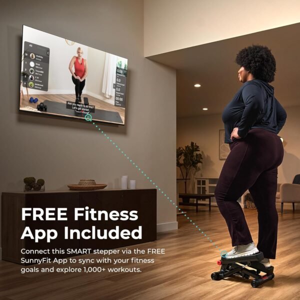 Sunny Health & Fitness Mini Steppers for Exercise at Home, Stair Step Workout Machine with Optional Resistance Bands, Full Body Cardio Equipment, Optional Free SunnyFit App Connection Smart Stepper - Image 5