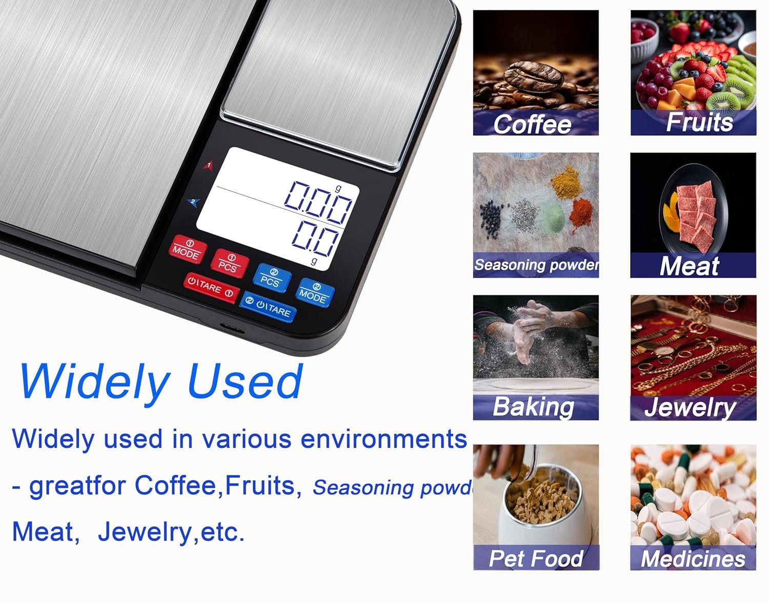 11lb & 17.6oz Rechargeable Dual Platform Digital Kitchen Scale and Food Scale with Measuring Spoons, Precision Capacity (0.1g/0.01g),Stainless Steel, 7 Units, for Baking Cooking Food Weighing - Image 3