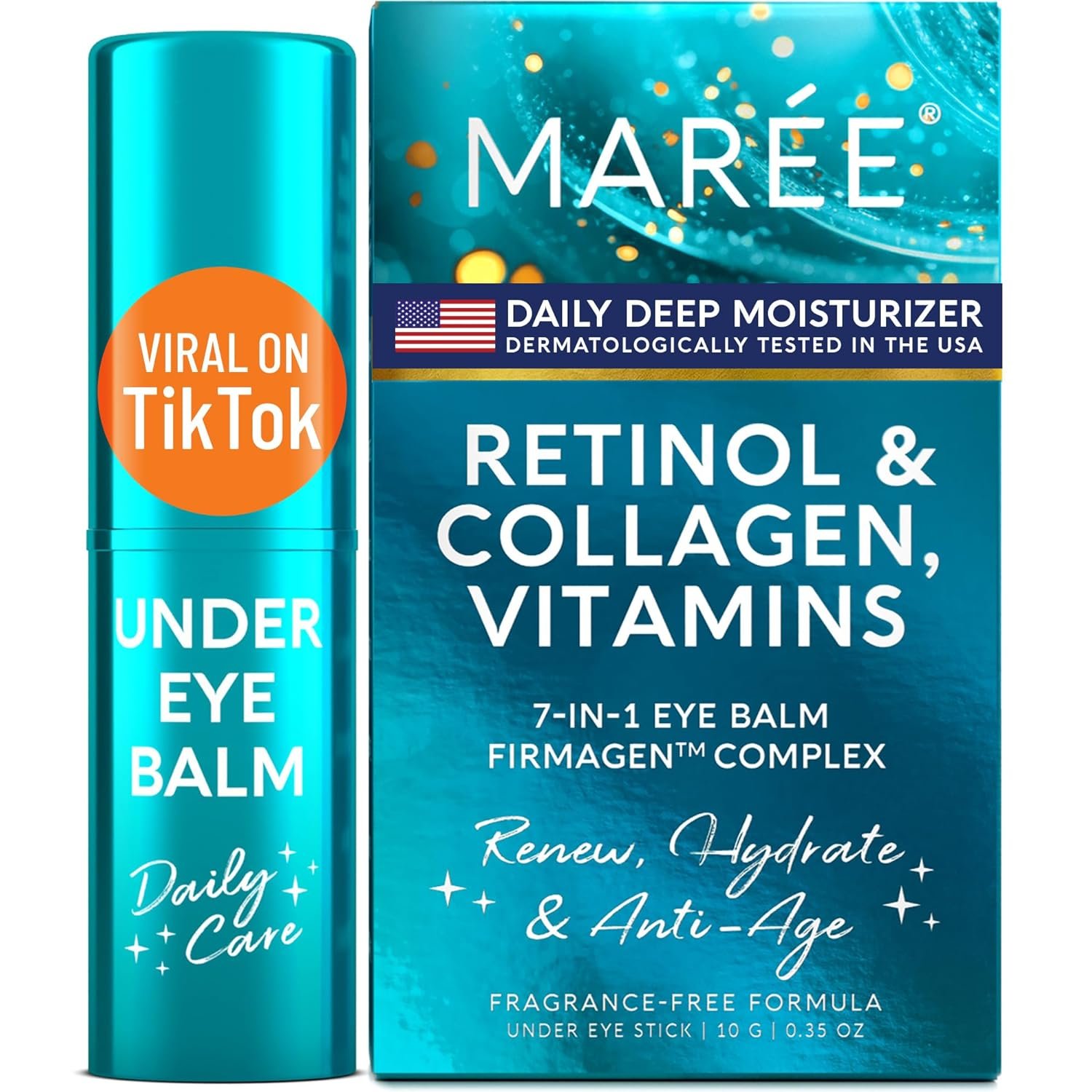 MAREE Under Eye Balm Stick with Retinol & Ceramide Complex - Facial Moisturizer for Dark Circles & Wrinkles - Under Eye Brightener Stick, Anti Wrinkle Hydrating Face Skincare 0.35 Oz - Image 2