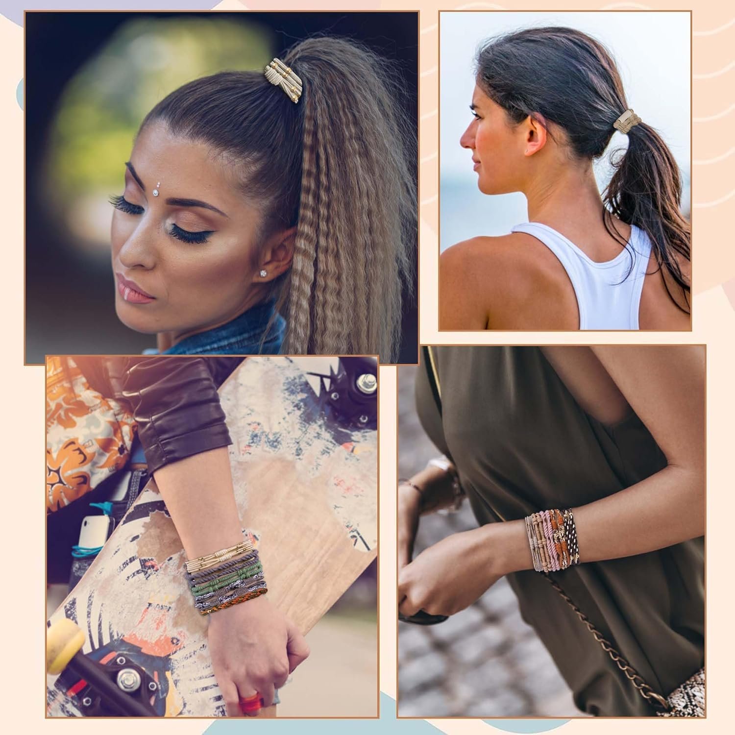 20PCS Boho Hair Ties Bracelet for Women and Girls, Elastic No-Damage Cute Bands for Thick or Thin Hair and Ponytails, All-Day Hold Hair Accessories (Set 7) - Image 6