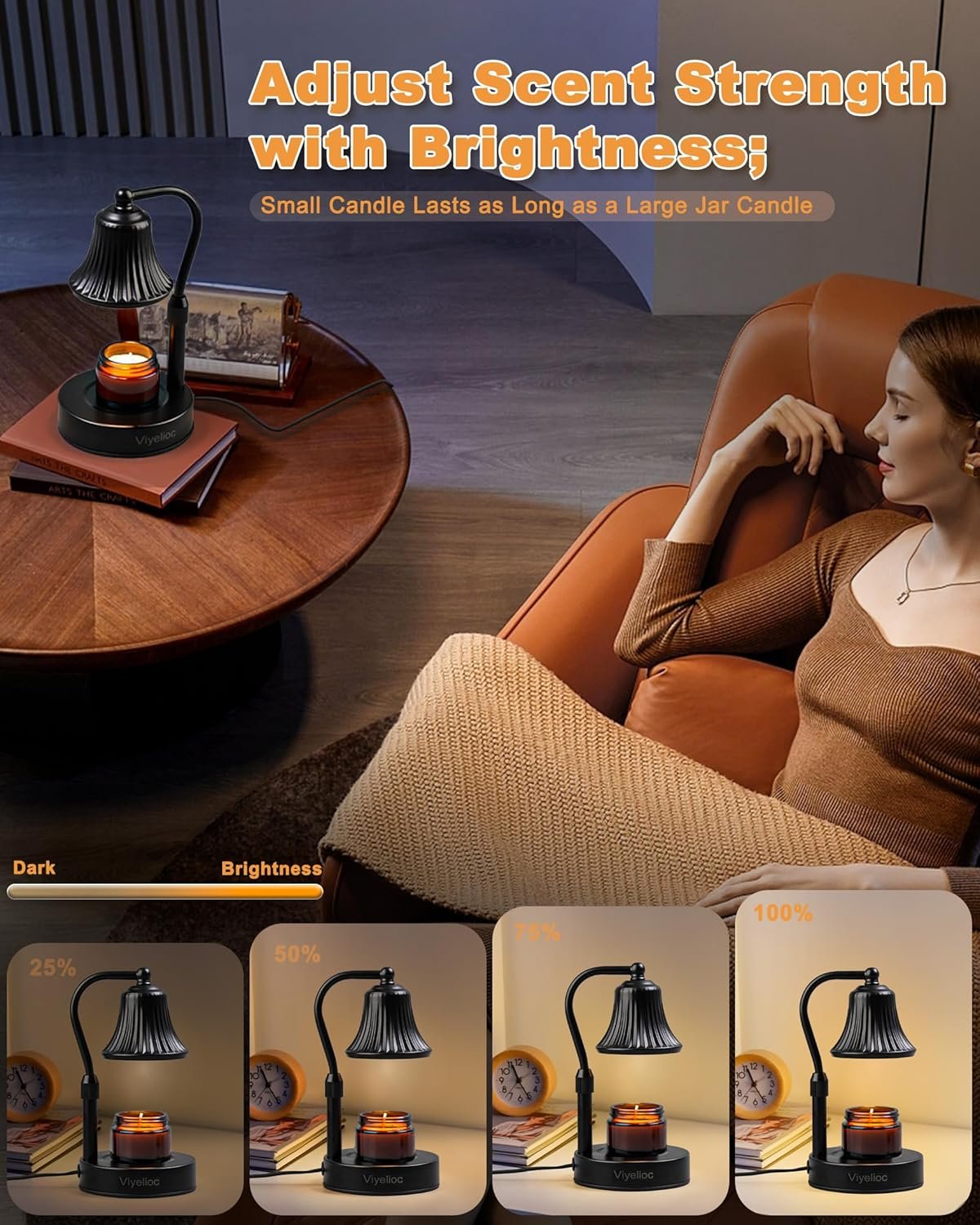 Candle Warmer Lamp, Candle Lamp Warmer with Timer and Dimmer, Adjustable Height, with 2 Bulbs, House Warming Gifts Home Bedroom Decor Birthday Gifts for Women - Image 8