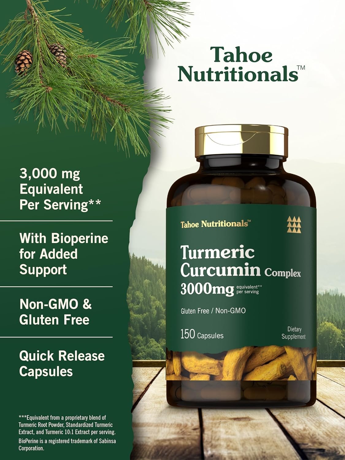 Turmeric Curcumin 3000mg | 150 Capsules | Turmeric Supplement with Black Pepper Extract | Non-GMO, Gluten Free Herbal Complex - Image 5