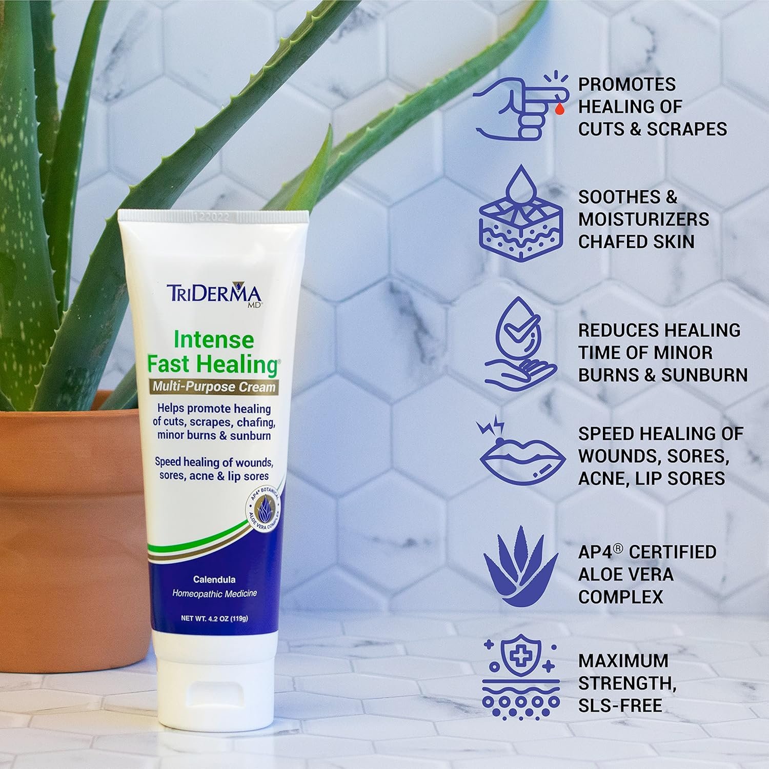 TriDerma Intense Fast Skin Healing Cream for Hard-to-Heal Skin Irritations, Sores, Rashes, Dry, Cracked Hands, Cuts, Chafing, Burns, Scrapes - First Aid Kit Essential - FSA Eligible - 4.0 oz Tube - Image 6